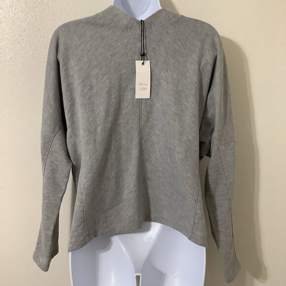 Active USA Grey Minimalist Clean Girl Influencer Lace Up Oversized Sweater Small - Picture 7 of 11